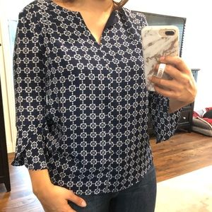 Navy white blouse